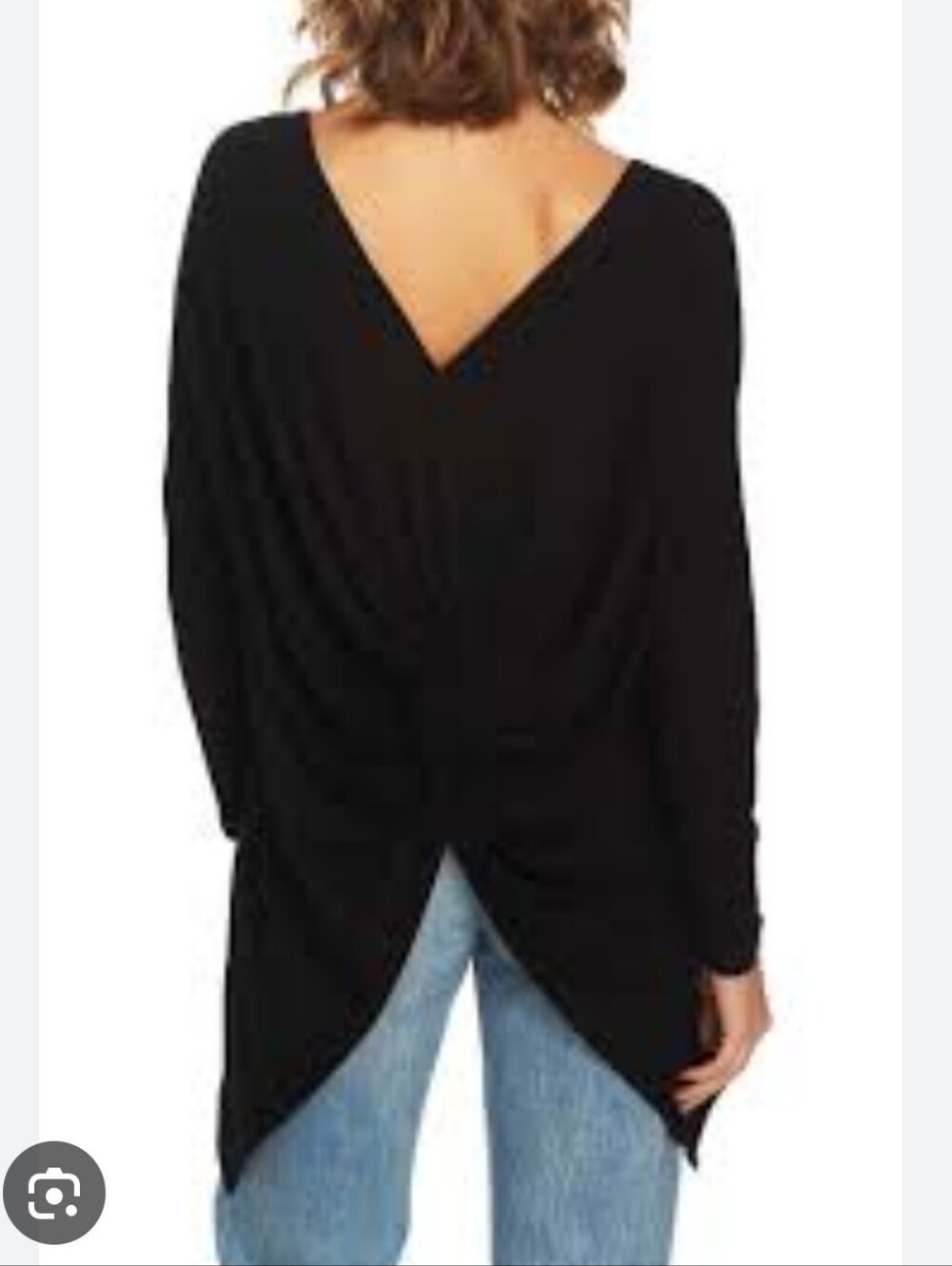1. State Black V-Back Knot-Detail Scoop Neck Sweater